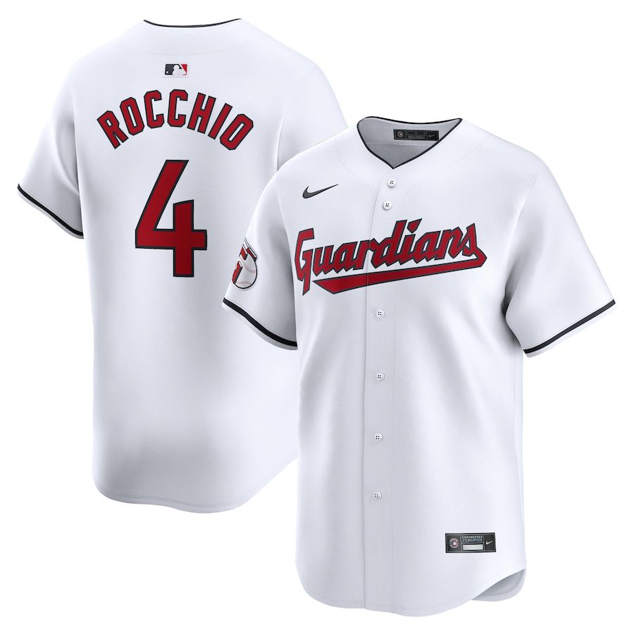 Men Cleveland Guardians 4 Brayan Rocchio Nike White Home Limited Player MLB Jersey